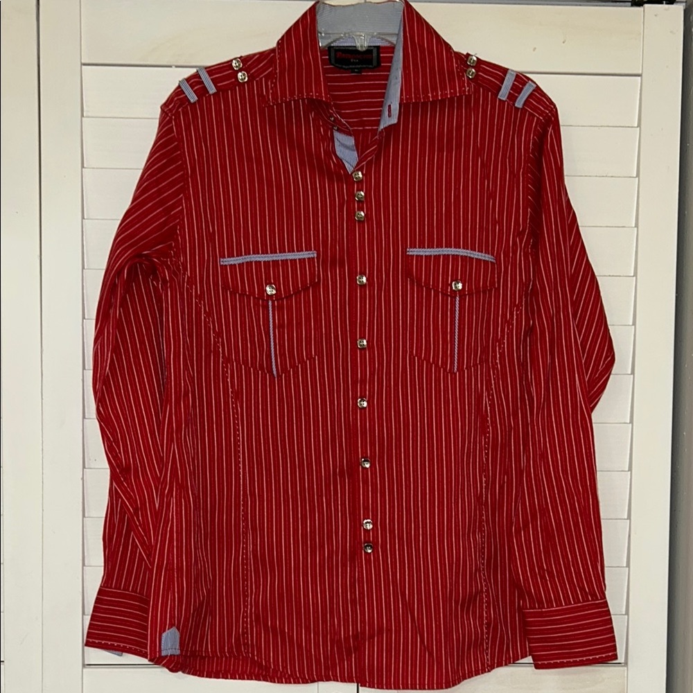 Y2K Patroncito USA Red Western Stripe Shirt